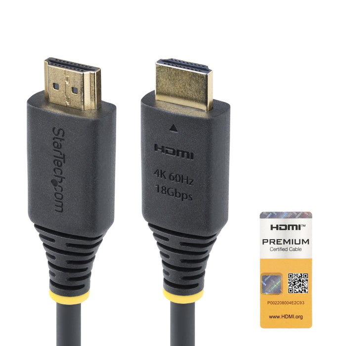 StarTech.com 4m (13ft) Premium Certified High Speed HDMI Cable, 4K 60Hz/1440p 144Hz, 18Gbps, UHD HDMI 2.0 Cord, TPE Jacket