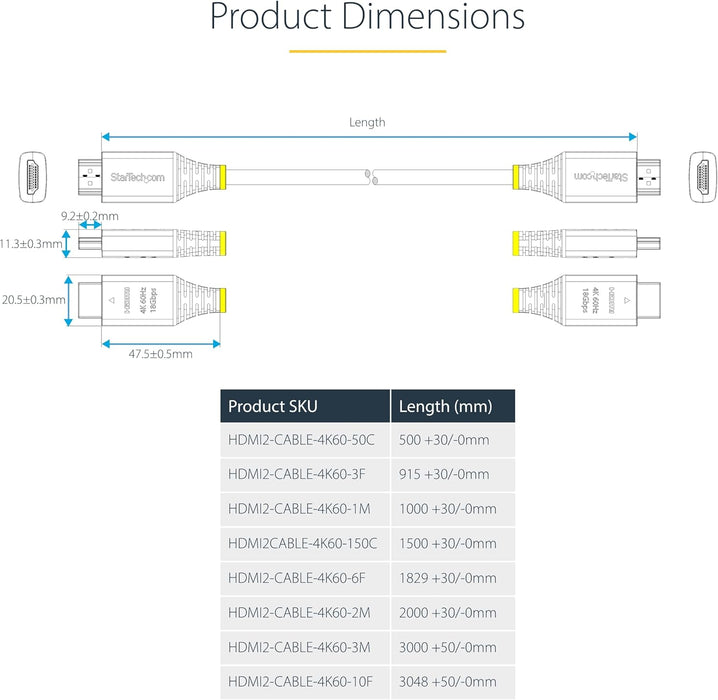 StarTech.com 4m (13ft) Premium Certified High Speed HDMI Cable, 4K 60Hz/1440p 144Hz, 18Gbps, UHD HDMI 2.0 Cord, TPE Jacket