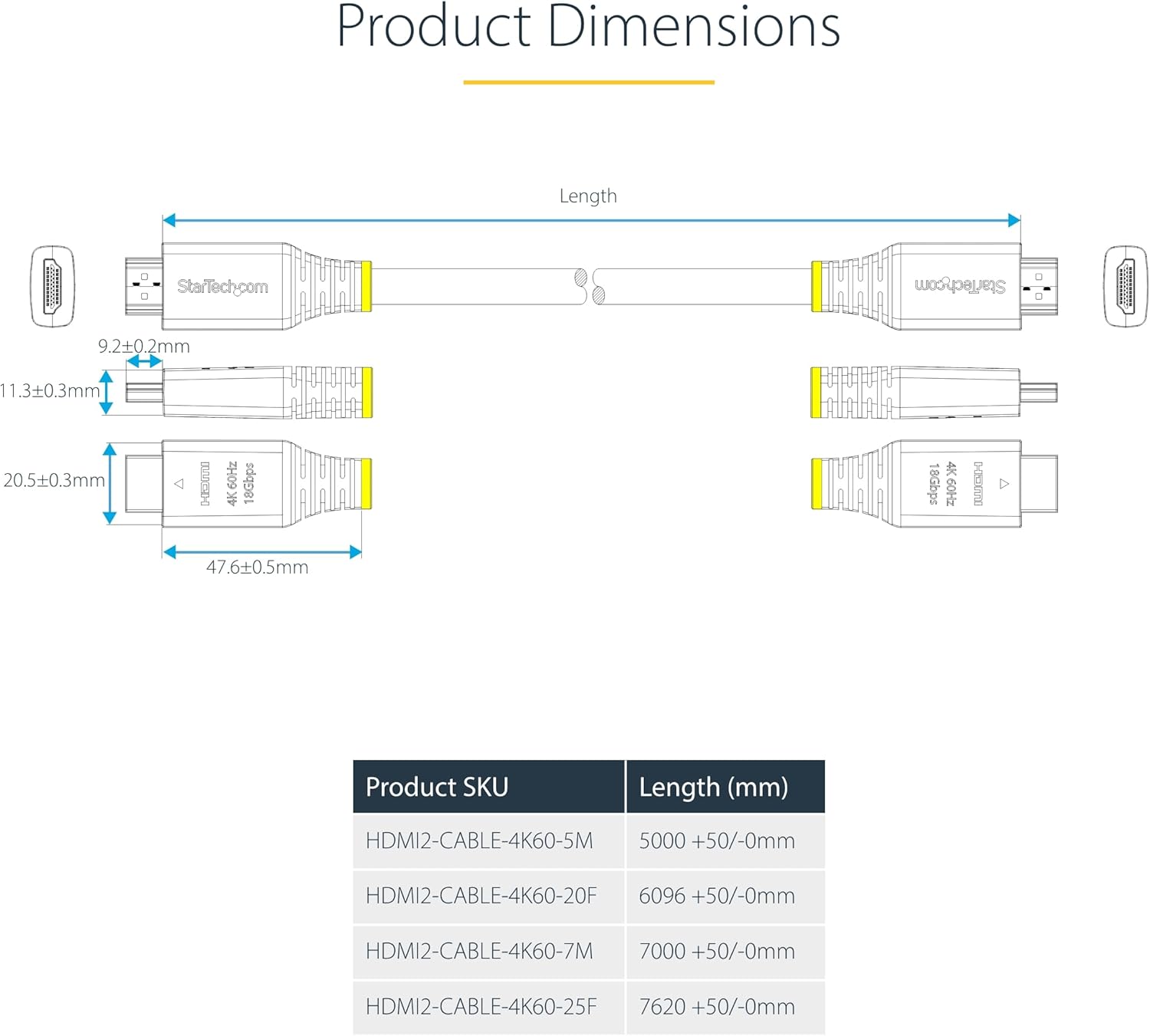 StarTech.com Cable HDMI Certificado Premium de Alta Velocidad de 5m - 4K 60Hz - 18Gbps - UHD - Recubrimiento de TPE