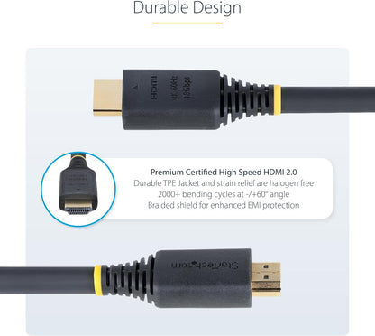 StarTech.com Cable HDMI Certificado Premium de Alta Velocidad de 5m - 4K 60Hz - 18Gbps - UHD - Recubrimiento de TPE