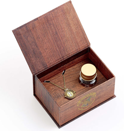 Harry Potter Hermine Potions Geschenkbox mit Zeitumkehrer-Halskette und Ohrsteckern, Einheitsgröße, Zink, Kein Edelstein