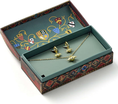 Harry Potter - Quidditch Gift Box with cute Golden Snitch Necklace & Earrings