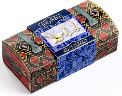 Harry Potter - Quidditch Gift Box with cute Golden Snitch Necklace & Earrings