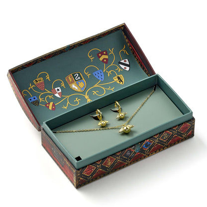Harry Potter - Quidditch Gift Box with cute Golden Snitch Necklace & Earrings