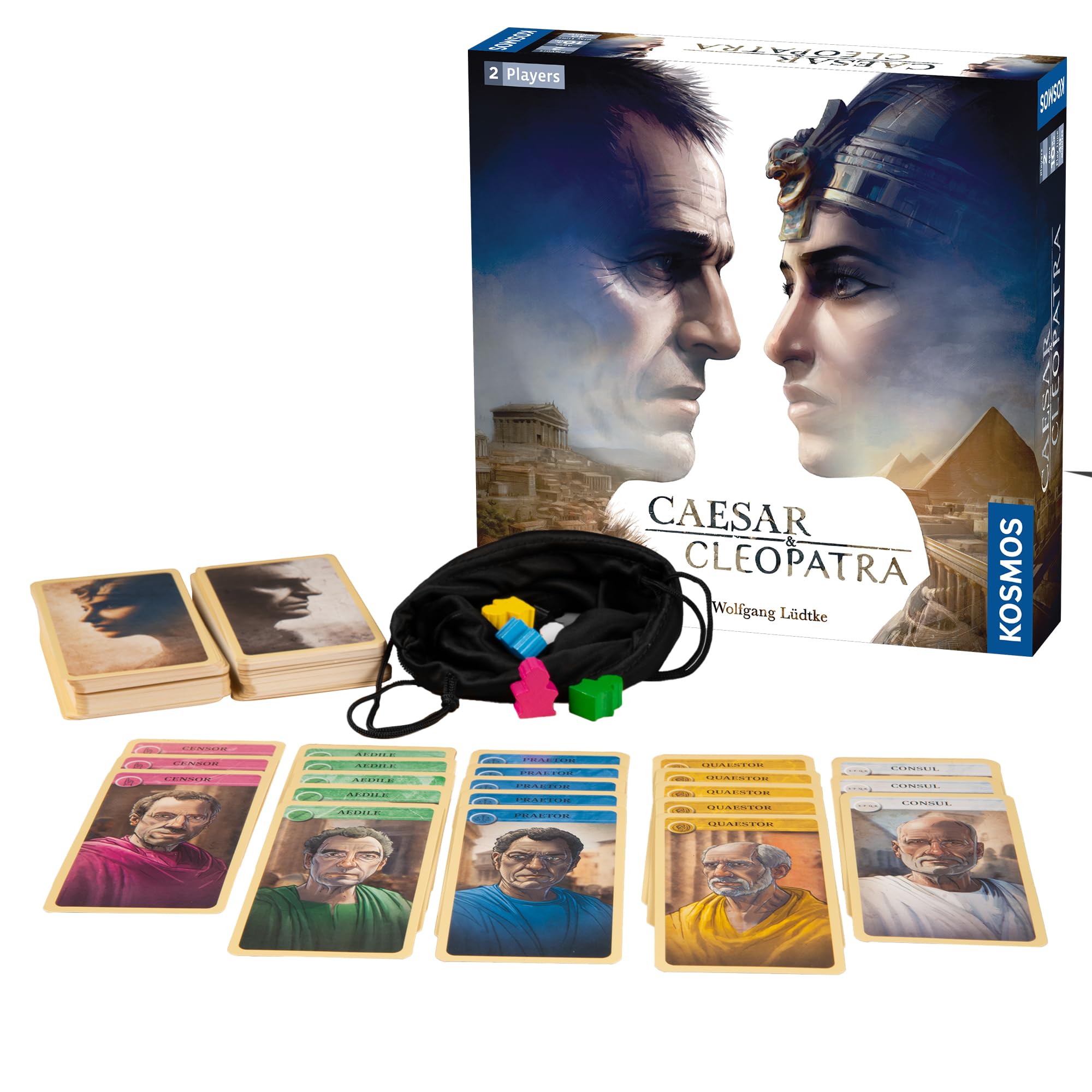 Thames & Kosmos Caesar & Cleopatra Card Game | Tactical Roman Strategy Game for Adults & Kids | 2 Players | Ages 10+ | Historical Logic Challenge | Fast-Paced Family Game Night