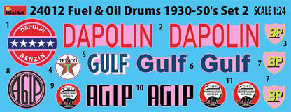 Mini Art 24012 1:24 Barili di carburante e olio (6) 1930-50 – riproduzione fedele all'originale, modellismo, kit di costruzione in plastica, artigianato, hobby, incollaggio, modellismo, assemblaggio