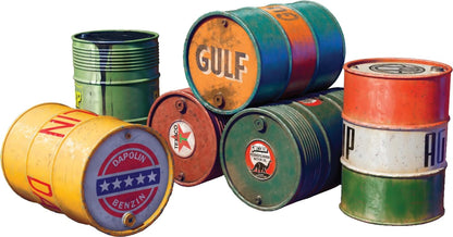 Mini Art 24012 1:24 Barili di carburante e olio (6) 1930-50 – riproduzione fedele all'originale, modellismo, kit di costruzione in plastica, artigianato, hobby, incollaggio, modellismo, assemblaggio