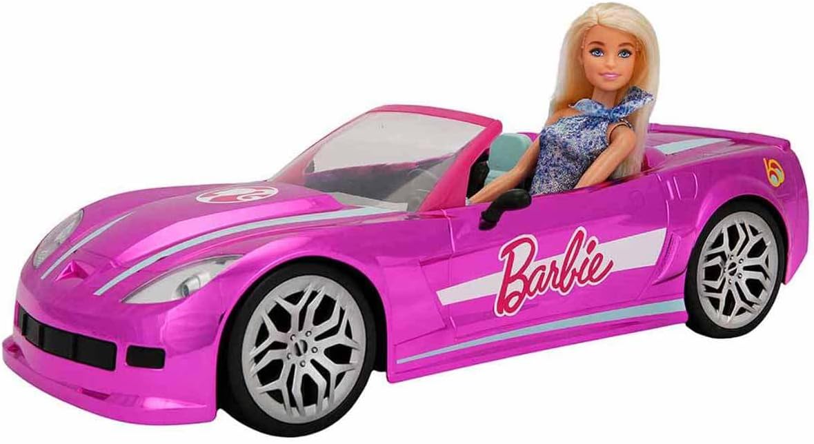 Mondo Motors - Mattel Barbie Dream Car Cabrio Glamour - RC auto voor Barbie kinderen - tweezitsbank - realistische details - roze