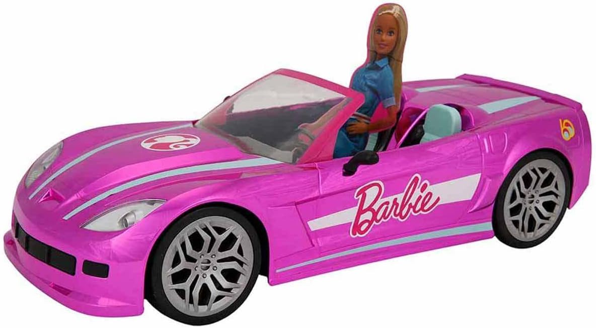 Mondo Motors - Mattel Barbie Dream Car Cabrio Glamour - RC auto voor Barbie kinderen - tweezitsbank - realistische details - roze