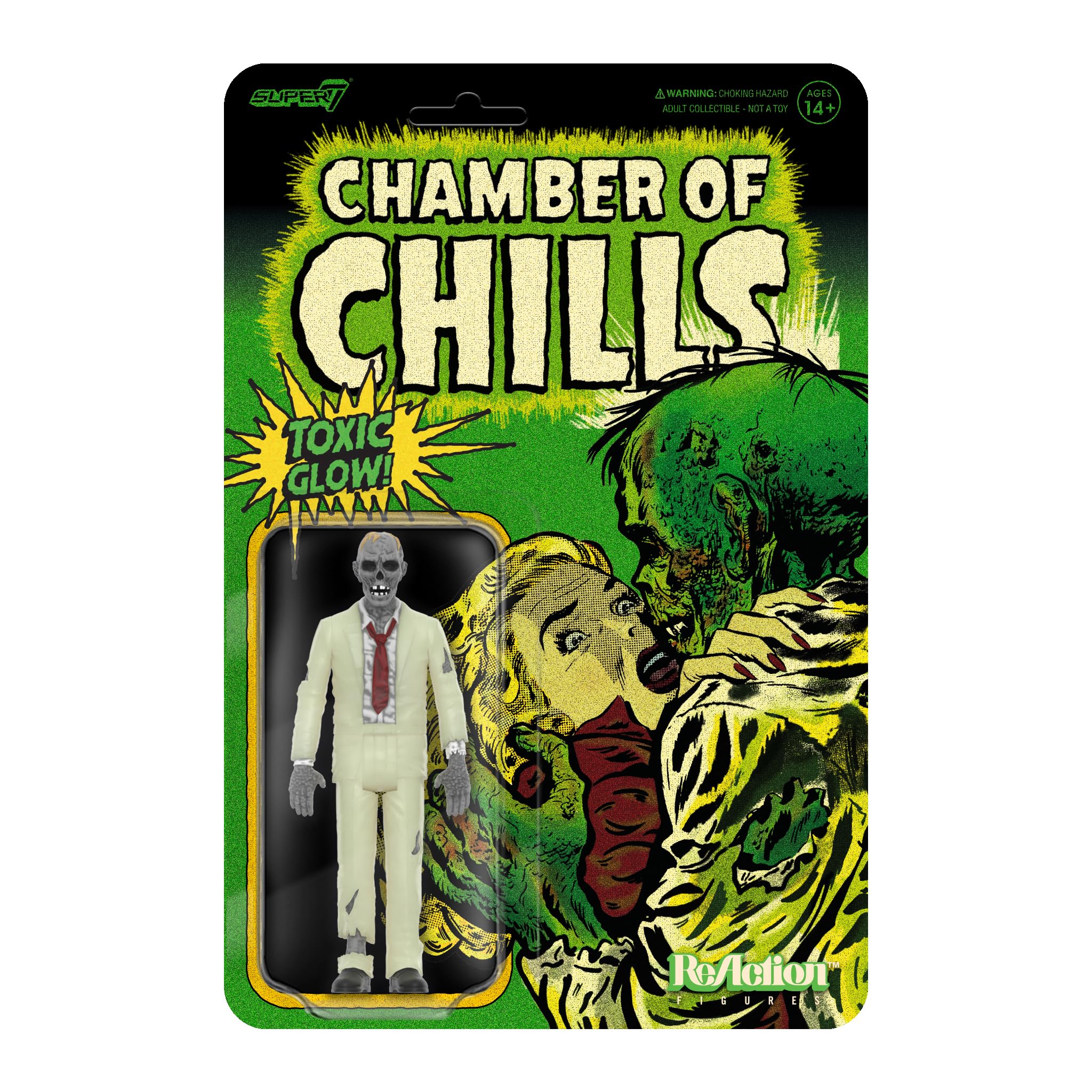 Super7 Pre-Code Horror Chamber of Chills Heartless Zombie (Glow in The Dark) - 3.75" Pre-Code Horror Action Figure Comics Collectibles and Retro Toys