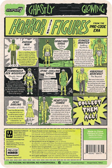 Super7 Pre-Code Horror Chamber of Chills Heartless Zombie (Glow in The Dark) - 3.75" Pre-Code Horror Action Figure Comics Collectibles and Retro Toys