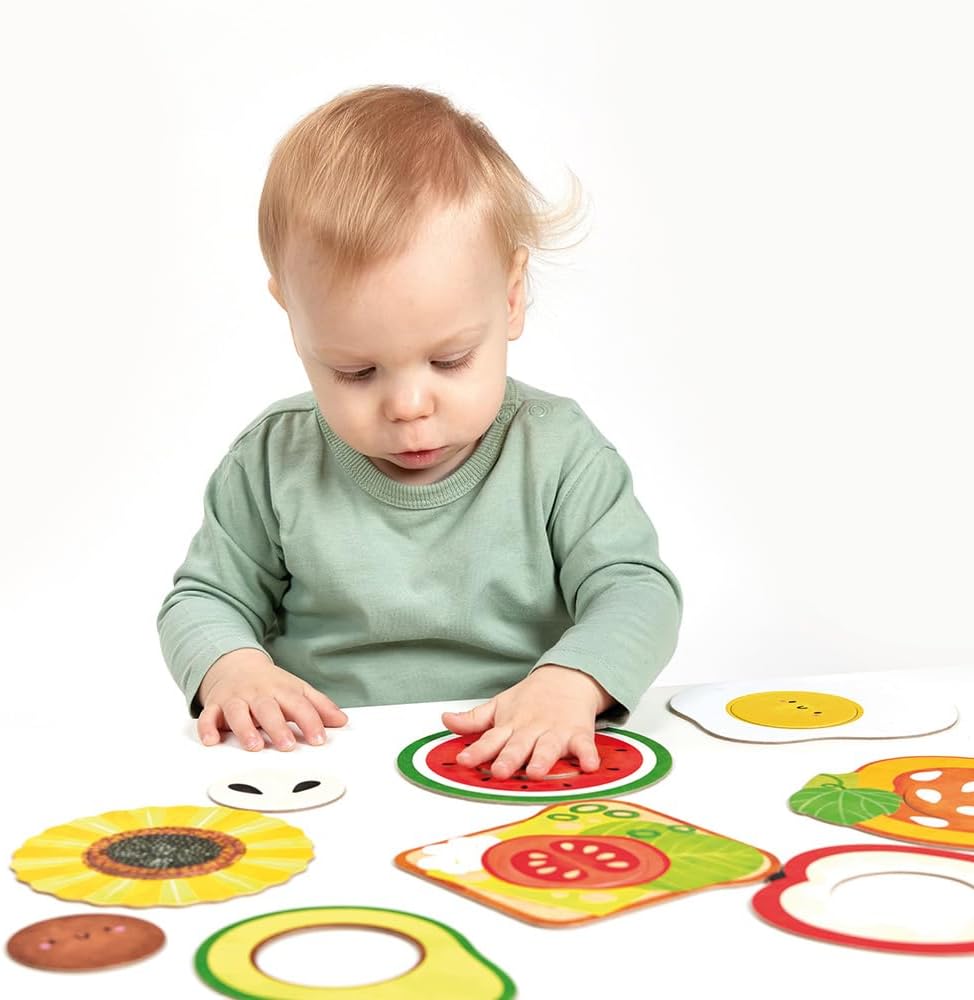Banana Panda My First Puzzles – Food Matching Set for Toddlers | 7 Big 2-Piece Puzzles with Interchangeable Circles | Educational Toy for 1 Year Olds | Learn Foods, Colours & Motor Skills