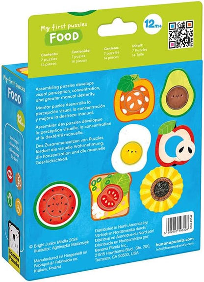 Banana Panda My First Puzzles – Food Matching Set for Toddlers | 7 Big 2-Piece Puzzles with Interchangeable Circles | Educational Toy for 1 Year Olds | Learn Foods, Colours & Motor Skills