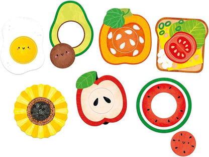 Banana Panda My First Puzzles – Food Matching Set for Toddlers | 7 Big 2-Piece Puzzles with Interchangeable Circles | Educational Toy for 1 Year Olds | Learn Foods, Colours & Motor Skills