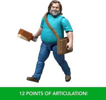 Mattel Minecraft Action Figure & Accessories Set, 4-inch Steve Posable Character Collectible Inspired by A Minecraft Movie, JFR57