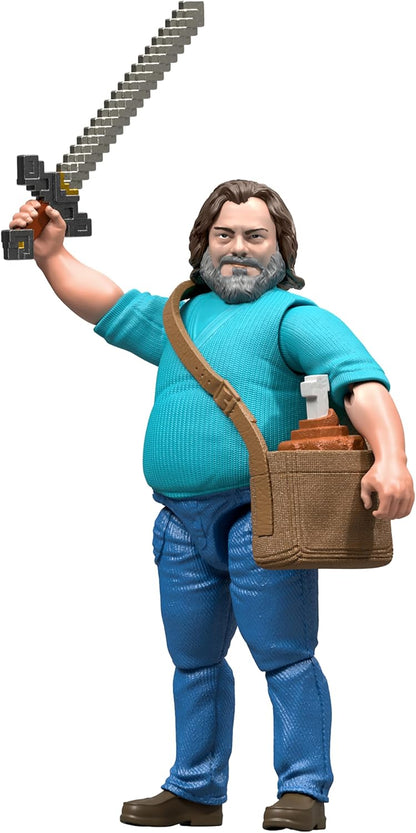 Mattel Minecraft Action Figure & Accessories Set, 4-inch Steve Posable Character Collectible Inspired by A Minecraft Movie, JFR57