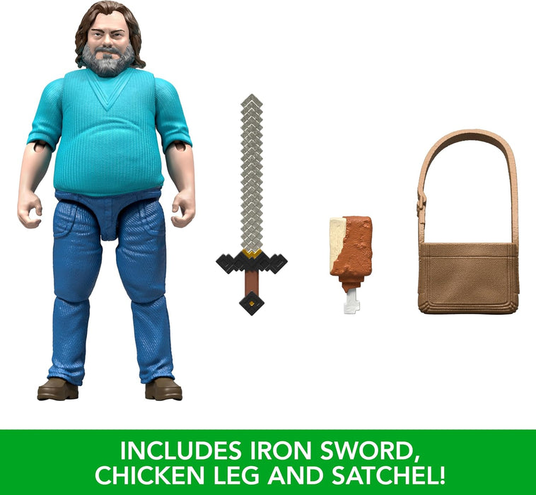 Mattel Minecraft Action Figure & Accessories Set, 4-inch Steve Posable Character Collectible Inspired by A Minecraft Movie, JFR57