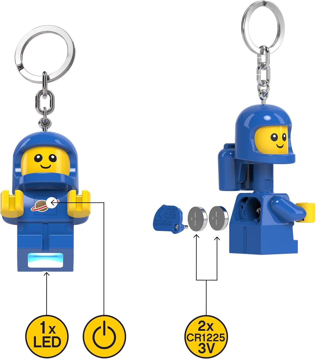 LEGO Minifigures Keychain Light - Spacebaby - 2.25 Inch Tall Figure (KE210H), White