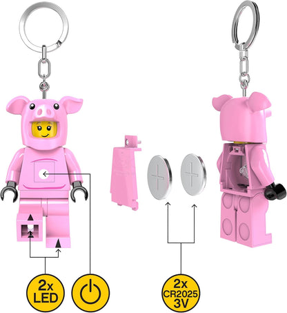LEGO Minifigures Large 3 Inch Tall Figure Keychain Light - Piggy Girl (KE212H), Pink, Pink