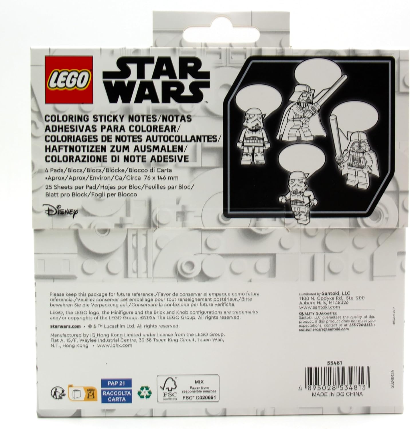 Lego Star Wars Coloring Sticky Notes - Darth Vader (53481