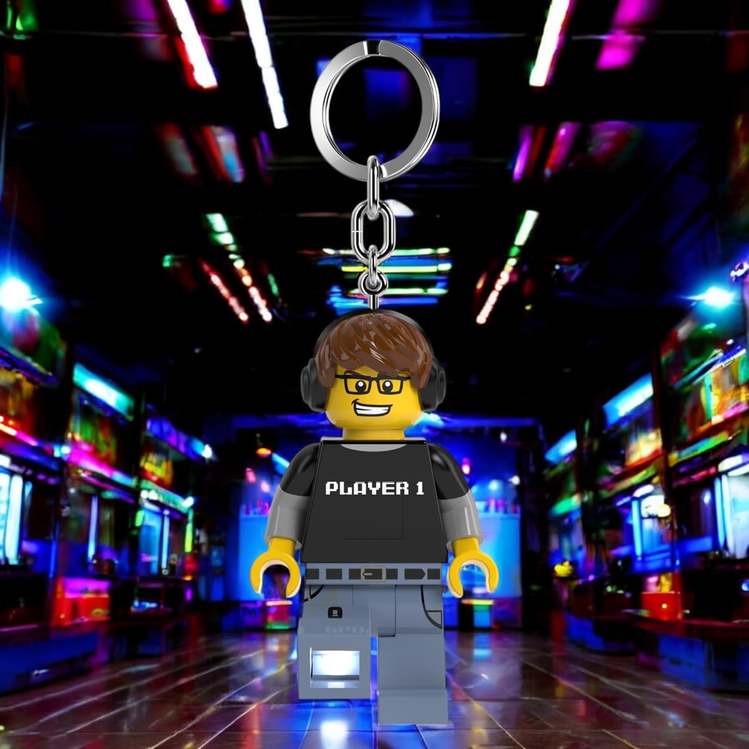LEGO Minifigures Large 3 Inch Tall Keychain Light - Video Game Guy (KE217H), White, White