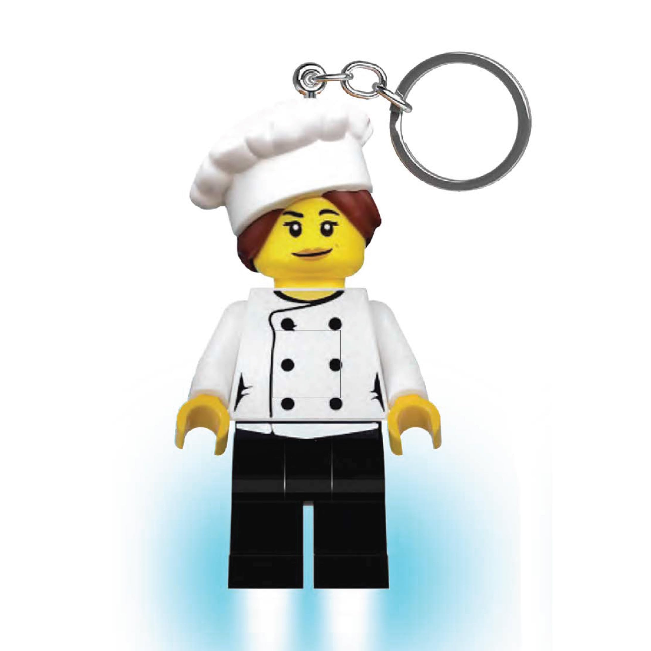 LEGO Minifigures Large 3 Inch Tall Figure Keychain Light - Female Chef (KE218H), White, Large - 3 inches tall