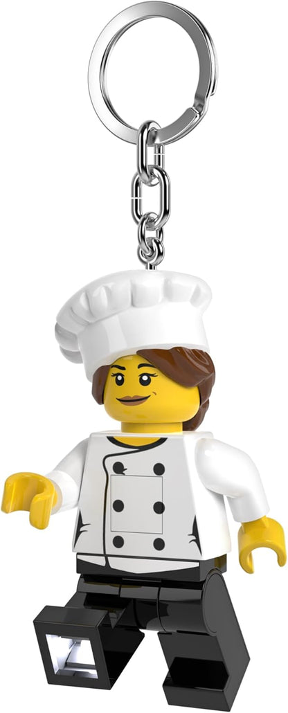 LEGO Minifigures Large 3 Inch Tall Figure Keychain Light - Female Chef (KE218H), White, Large - 3 inches tall