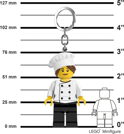 LEGO Minifigures Large 3 Inch Tall Figure Keychain Light - Female Chef (KE218H), White, Large - 3 inches tall
