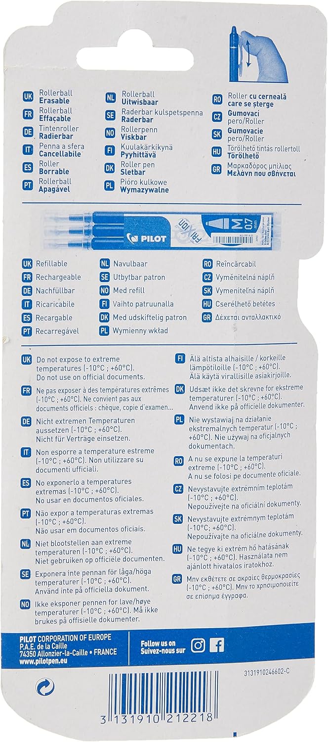 Pilot - Frixion Clicker 0.7 – Assorted Colors (Pack Of 3)
