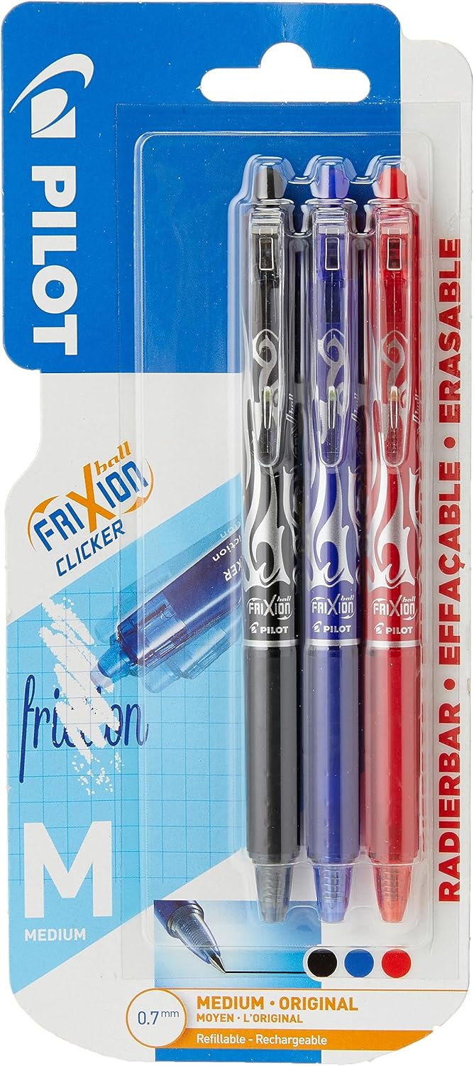 Pilot - Frixion Clicker 0.7 – Assorted Colors (Pack Of 3)