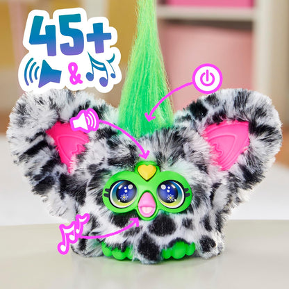 Furby Furblets Moo-Boo Mini Friend, Electronic Plush Toys for Girls & Boys 6+, Cow, Black & White, Speaks Furbish & Plays Music, Series 4