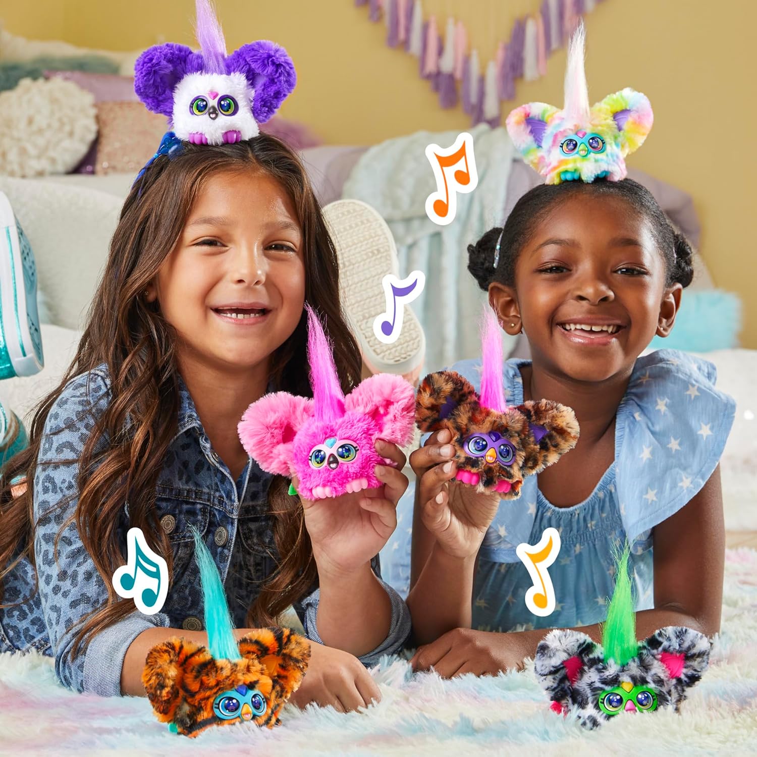 Furby Furblets Moo-Boo Mini Friend, Electronic Plush Toys for Girls & Boys 6+, Cow, Black & White, Speaks Furbish & Plays Music, Series 4