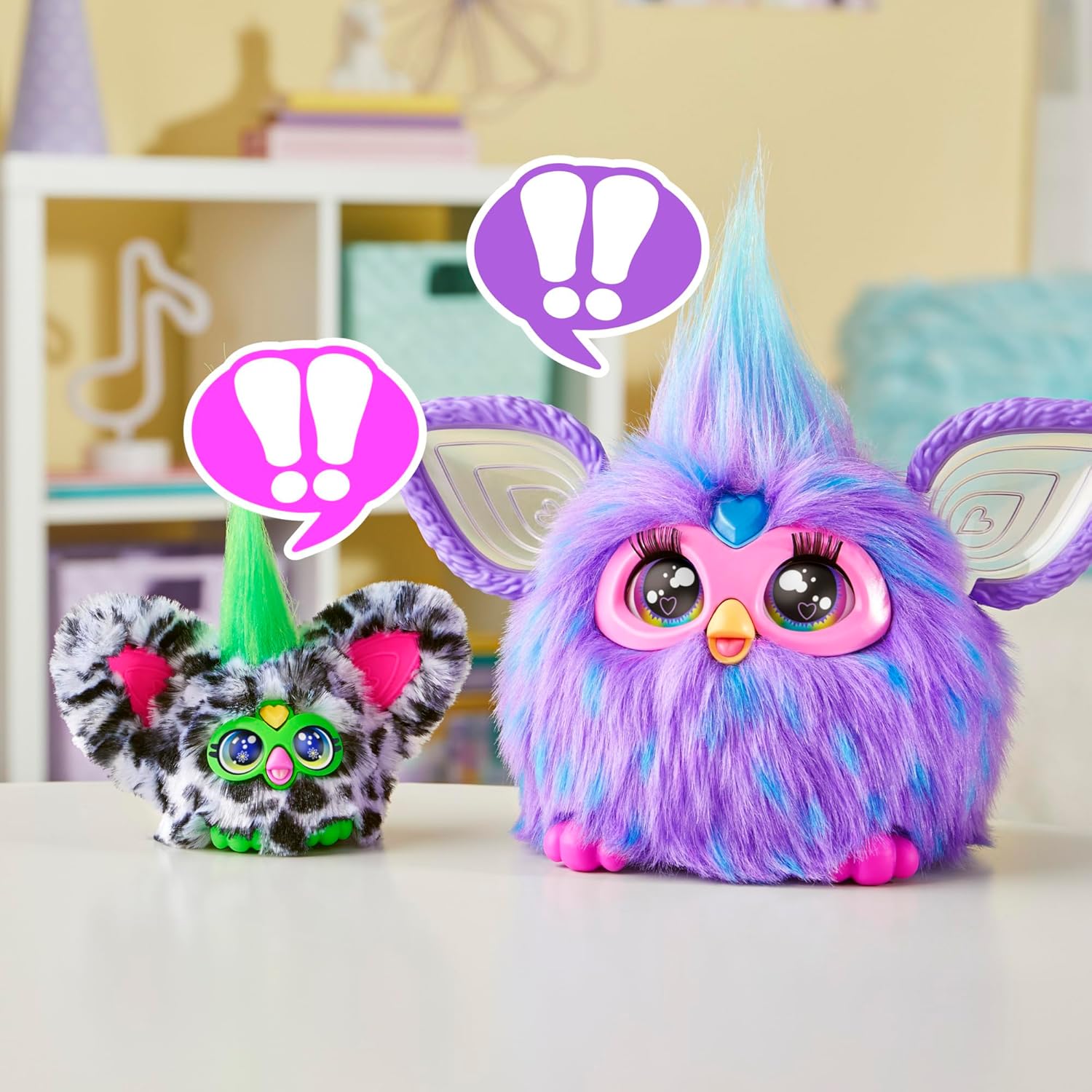 Furby Furblets Moo-Boo Mini Friend, Electronic Plush Toys for Girls & Boys 6+, Cow, Black & White, Speaks Furbish & Plays Music, Series 4