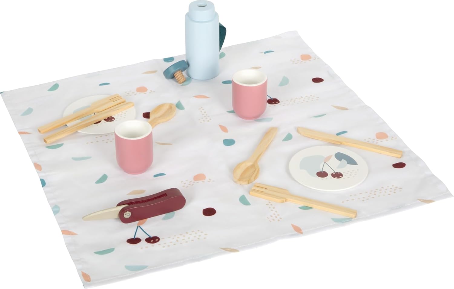 Small foot Zaino da picnic "tasty" in legno, set da gioco per picnic con numerosi accessori, zaino per bambini dai 3 anni, 12539