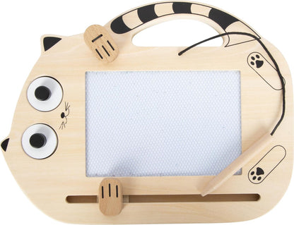 small foot magneetbord "Kat" van hout, tekenbord met pen en stempels, draagbaar bord, voor kinderen vanaf 2 jaar, 12604