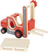 small foot vorkheftruck met pallet van hout, met beweegbare vork en kabellier, speelvoertuig voor kinderen vanaf 2 jaar, 12636