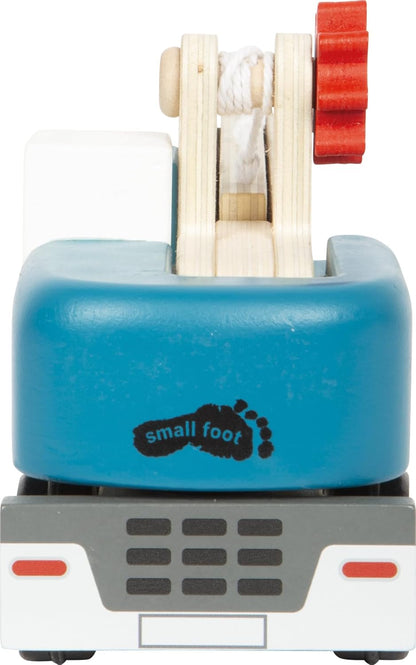 small foot kraanwagen met pallet van hout, speelvoertuig voor kinderen, met 360° draaibare kraan en accessoires, vanaf 2 jaar, 12639
