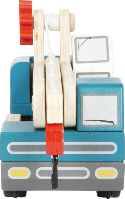 small foot kraanwagen met pallet van hout, speelvoertuig voor kinderen, met 360° draaibare kraan en accessoires, vanaf 2 jaar, 12639