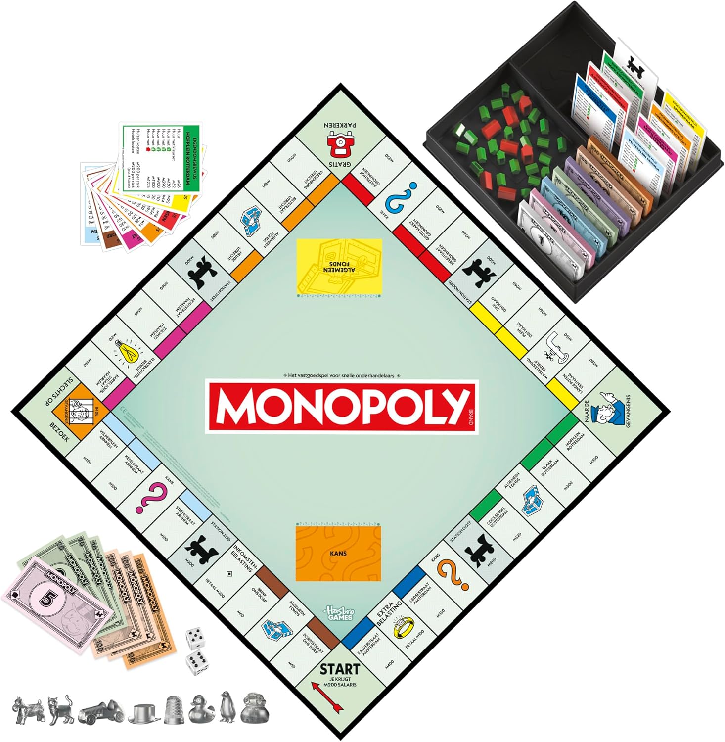 Monopoly Brettspiel mit Aufbewahrungsbox und Spielsteinen groß - Niederländische Version