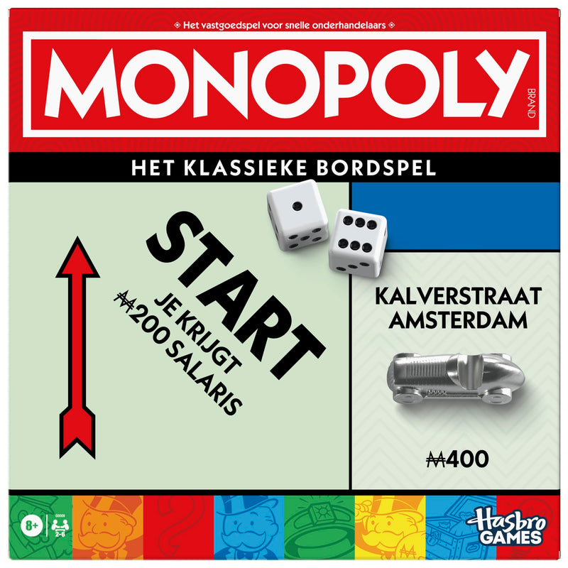 Monopoly Brettspiel mit Aufbewahrungsbox und Spielsteinen groß - Niederländische Version