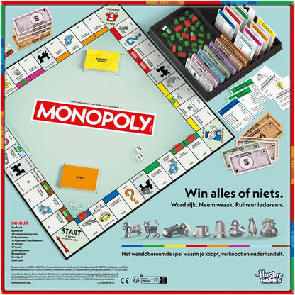 Monopoly Brettspiel mit Aufbewahrungsbox und Spielsteinen groß - Niederländische Version