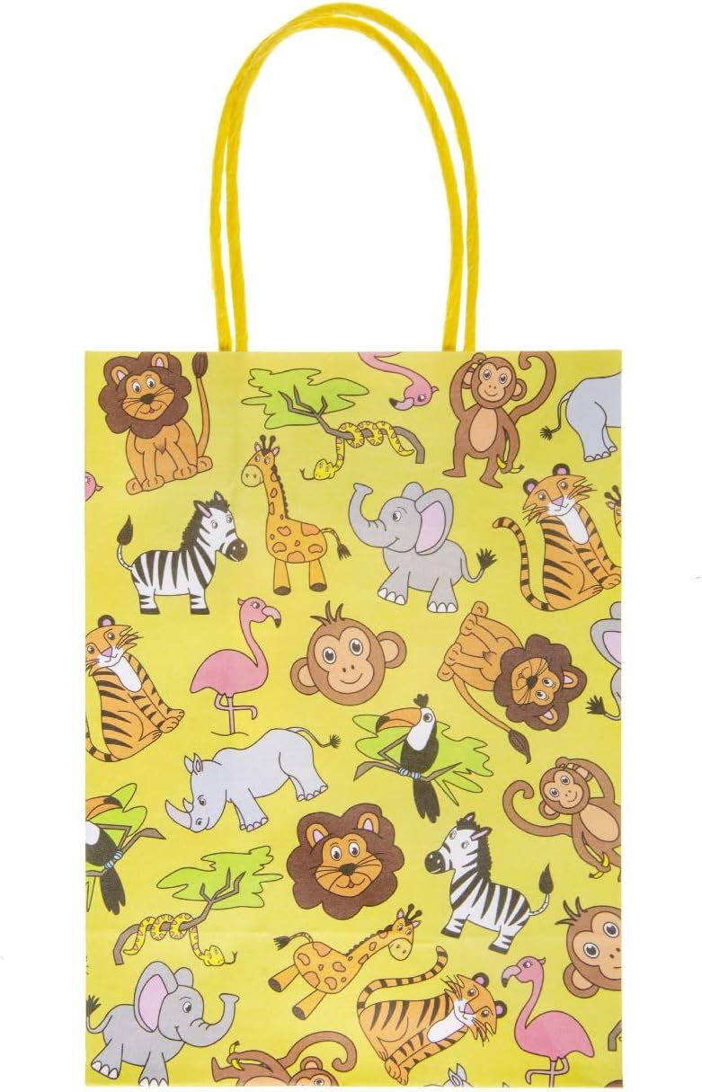 DUCKIEZ Eco-vriendelijke papieren geschenkzakken. Feestzakjes met handvatten. Verjaardagsfeestje gunst. (Jungle, 1 zak