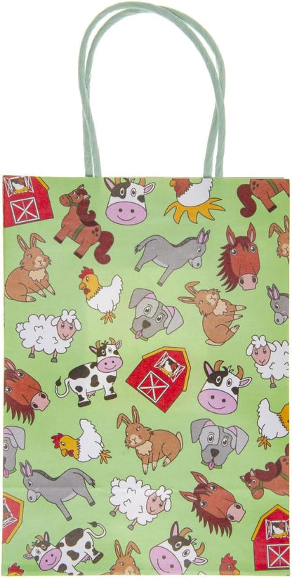 DUCKIEZ Eco-vriendelijke papieren geschenkzakken. Feestzakjes met handvatten. Verjaardagsfeestje gunst. (Boerderijdier, 1 zak