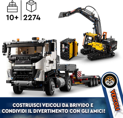 LEGO Technic Autocarro Volvo FMX ed Escavatore Elettrico EC230, Camion Giocattolo con Rimorchio, Veicolo e Stazione Ricarica, Regalo per Bambini e Bambine da 10 Anni Fan dei Giochi da Cantiere 42175