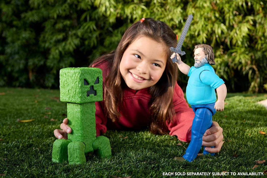 Mattel Minecraft Large-Scale Action Figure, 12-inch Posable Creeper Toy Collectible Inspired by A Minecraft Movie, JFR66