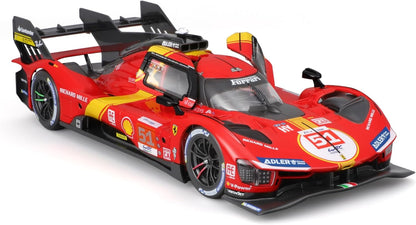 Burago 1/24 Maqueta Coche Ferrari 499P LMH, Cuerpo de Metal, Apertura de Puertas Manual, 24h Le Mans 2023, Maquetas de Coches, Miniatura de colección, Competición, Carreras, +14 años (78059