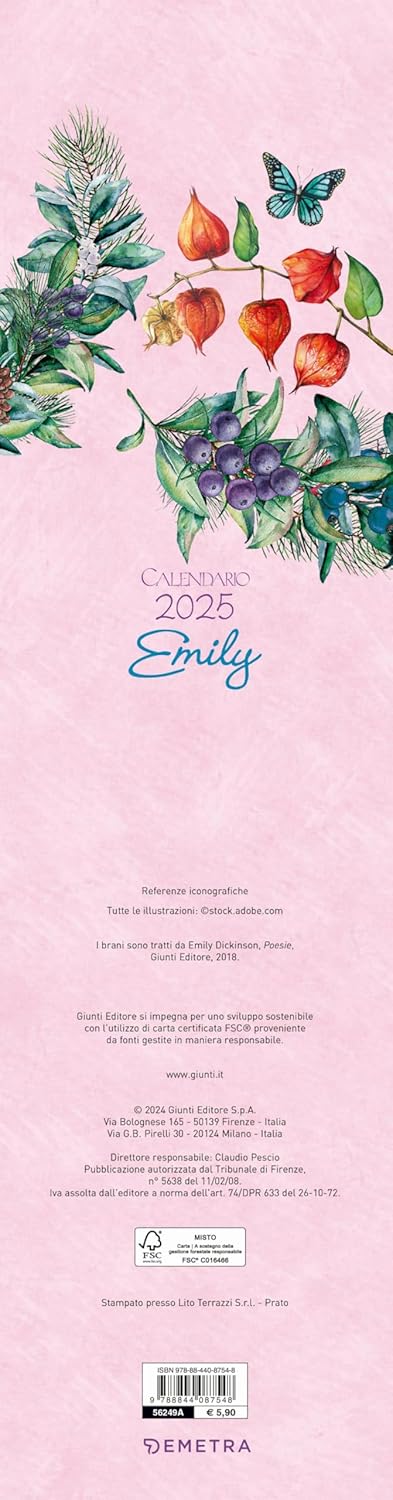 Emily. Calendario stretto 2025 da parete (12,5 x 48 cm) (Varia Demetra
