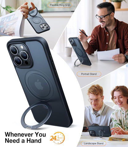 TORRAS Handyhülle UPRO Ostand Matte für iPhone 15 PRO (schwarz