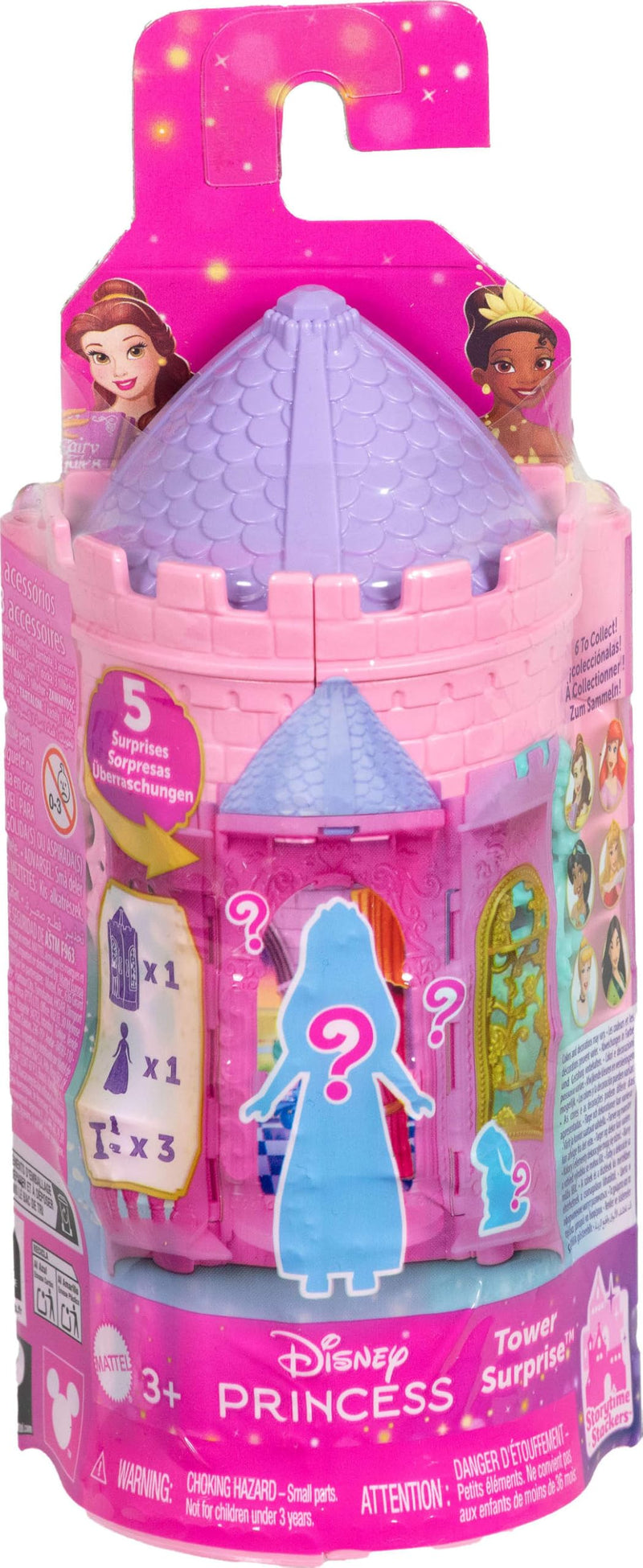 Mattel Disney Princess Tower Surprise - Muñecas pequeñas y Accesorios, Juegos apilables con 4 sorpresas y Amigo de Disney Movies (los Estilos Pueden Variar
