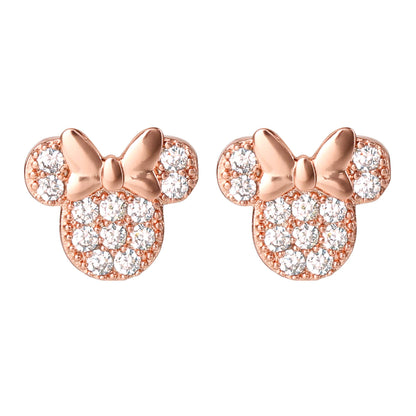 Disney - Minnie Mouse Rose gold Silver plated Brass CZ Stone Set Earrings